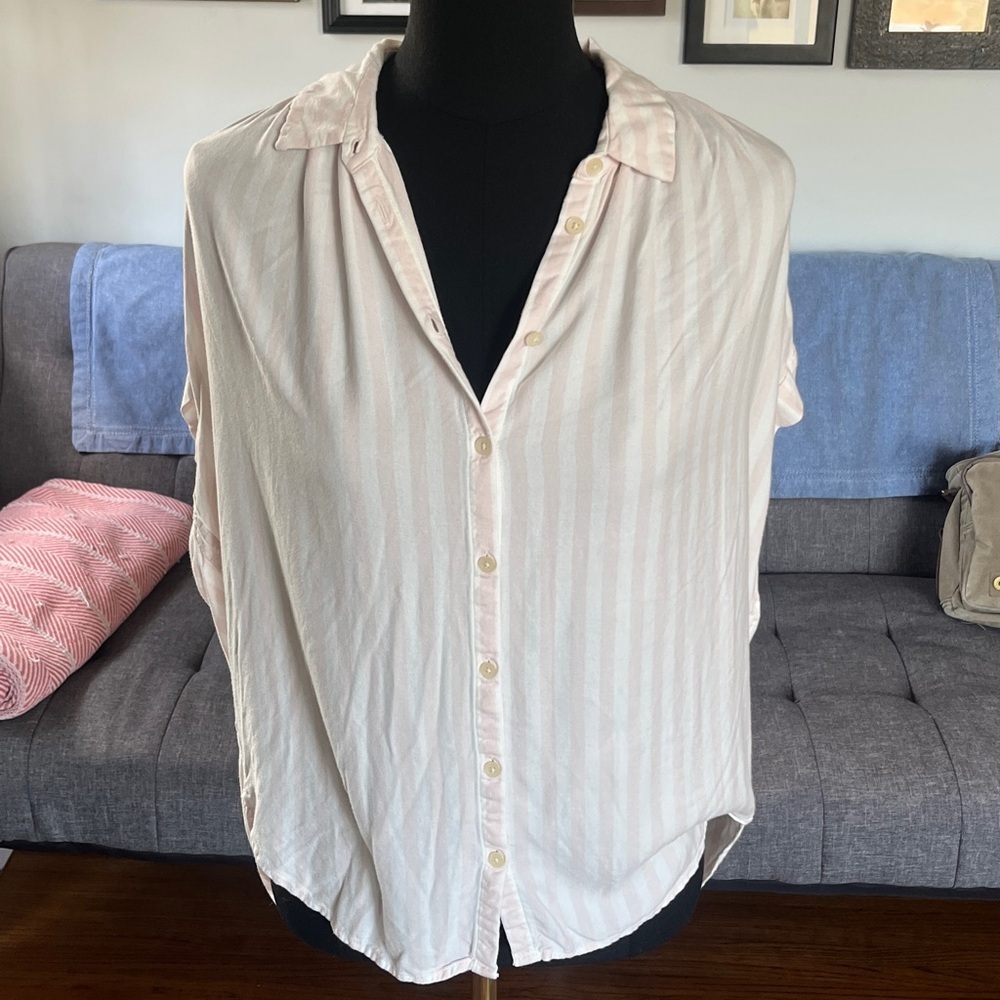 Madewell Light Pink and White Striped button down Shirt size Small